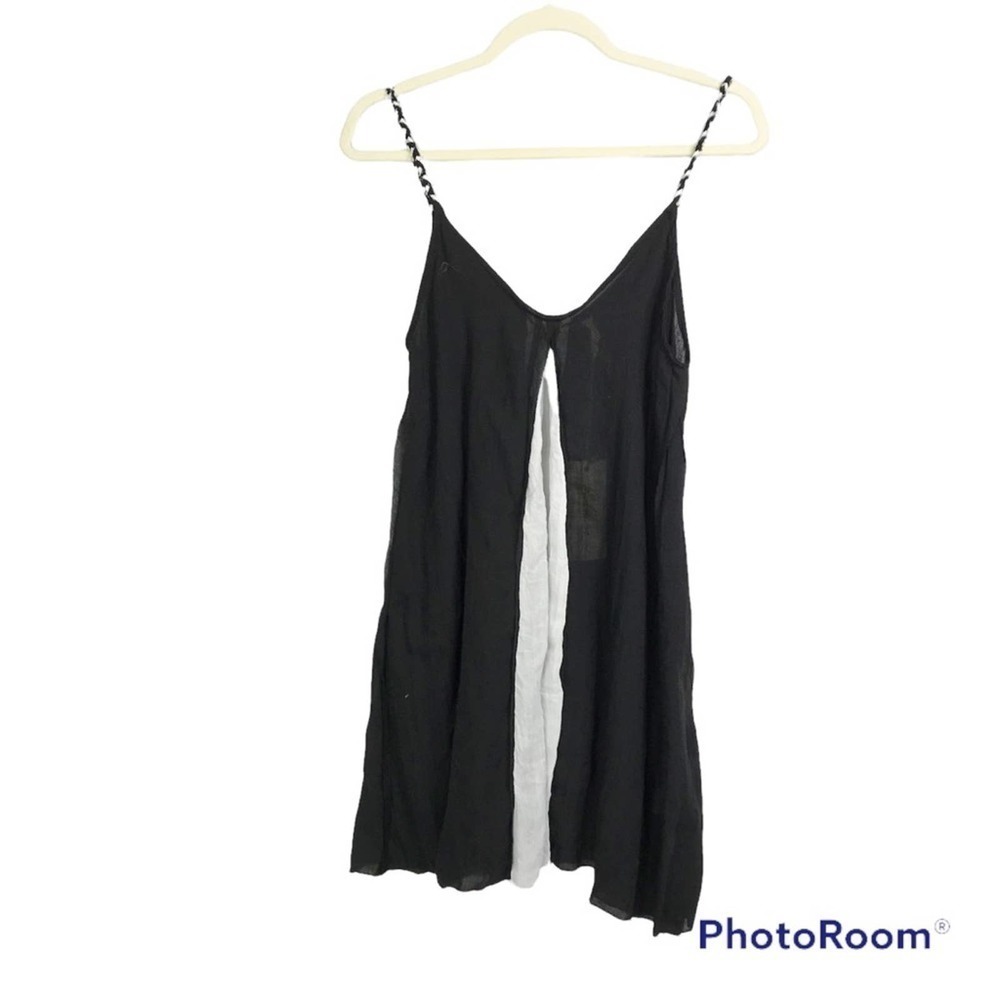 Elan black and white semi sheer sleeveless loose fit flowy tank top size…